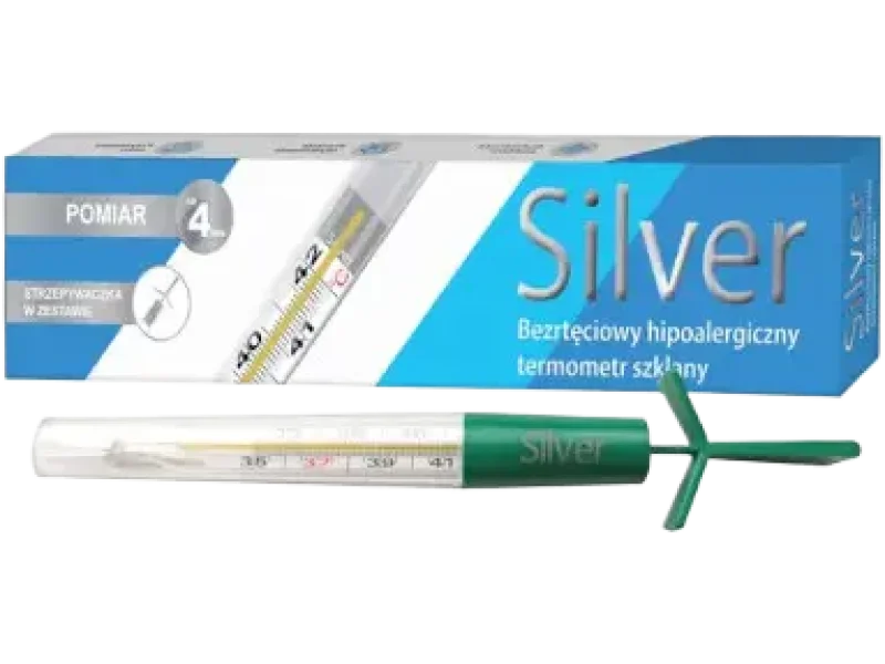 Silver bezrtęciowy hipoalergiczny szklany, termometr