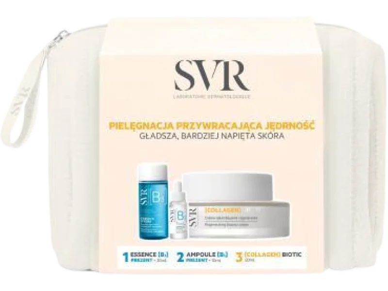 SVR Biotic zestaw: krem Collagen Biotic + ampułka Ampoule Hydra B3 + esencja Essence Hydra B3 + kosmetyczka, krem + serum + esencja