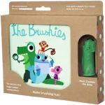 THE BRUSHIES Szczoteczka silikonowa na palec Chomps Dino + książka
