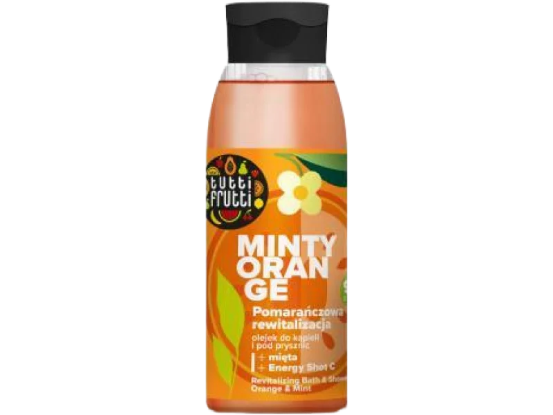 Tutti Frutti pomarańcza i mięta + Energy Shot C rewitalizujący olejek do kąpieli i pod prysznic, płyn na skórę