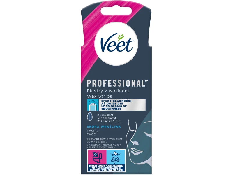 Veet Professional z woskiem do depilacji twarzy dla skóry wrażliwej, plaster