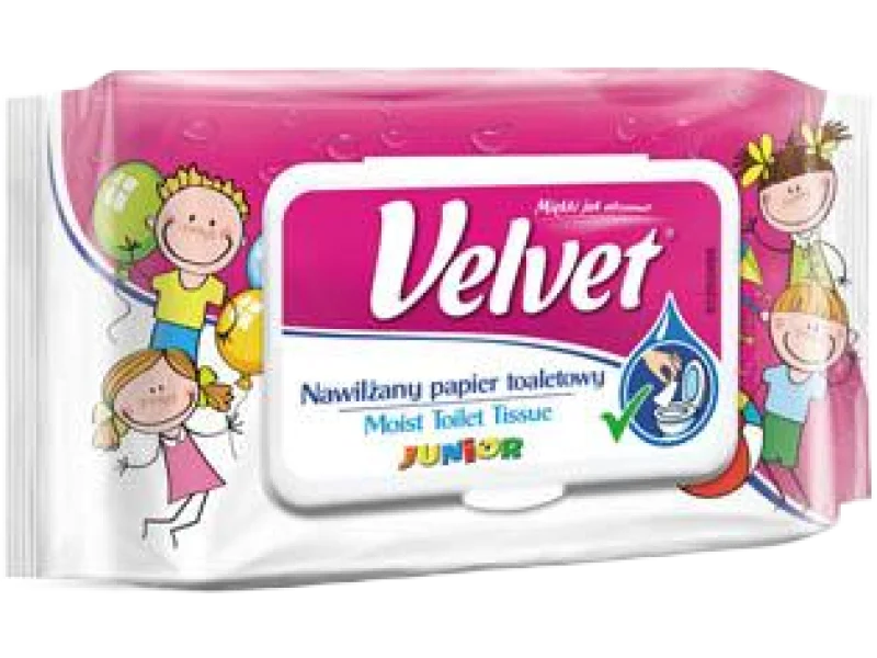 VELVET JUNIOR Nawilżany papier toaletowy, chusteczki
