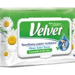 VELVET Rumianek i aloes nawilżany papier toaletowy, chusteczki