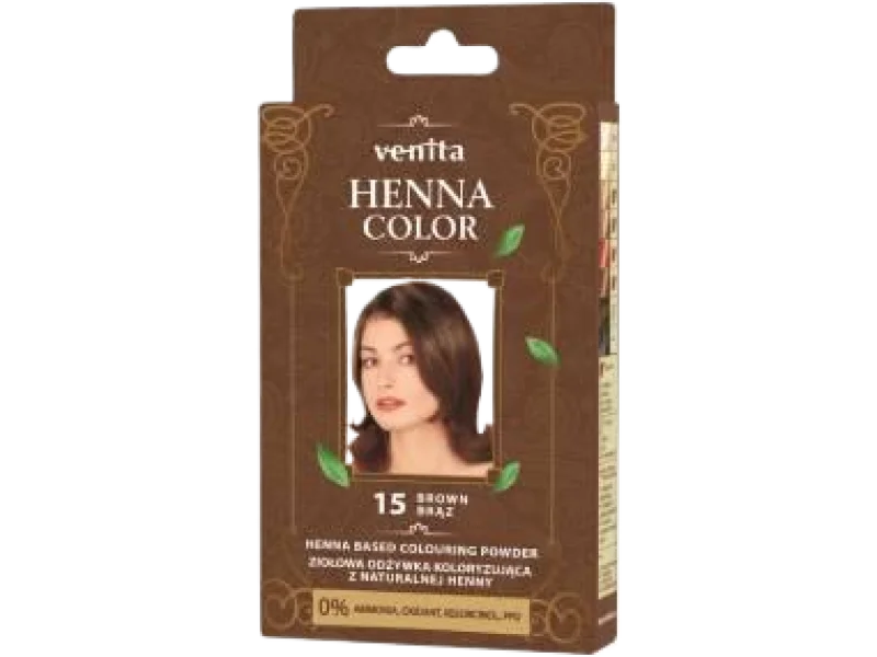 Venita Henna Color, ziołowa odżywka koloryzująca z naturalnej henny, 15 brąz, henna w kremie