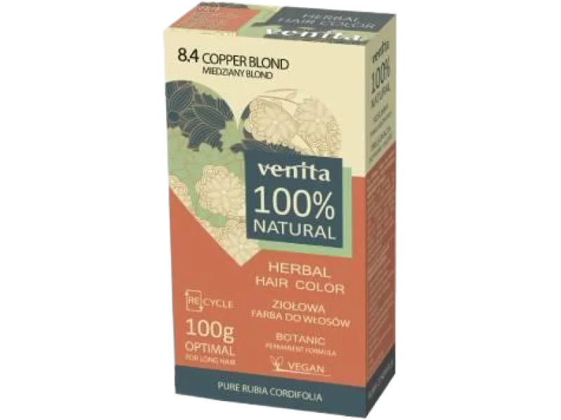 Venita Herbal Hair Color, 8.4 miedziany blond, farba