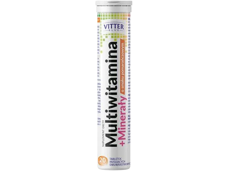 Vitter Blue multiwitamina + minerały, smak pomarańczowy, tabletki musujące