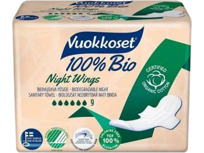 Vuokkoset, BIO, ze skrzydełkami na noc, podpaski