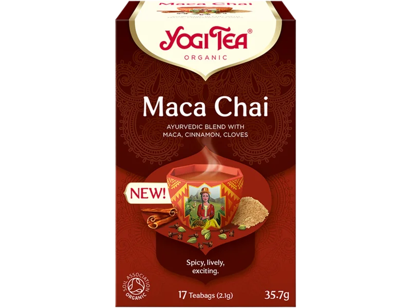 Yogi Tea Ajurwedyjska herbata z maca, cynamonem, goździkami Maca Chai, zioła do zaparzania