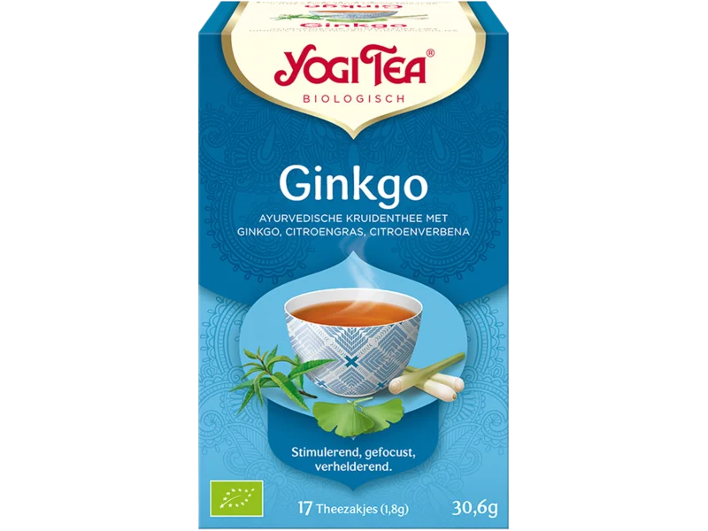 Yogi Tea Organic Ginkgo ajurwedyjska herbata z miłorzębem japońskim, saszetki