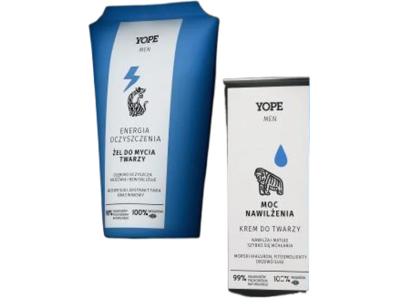 Yope Men Wood żel do mycia twarzy + krem nawilżający do twarzy, zestaw