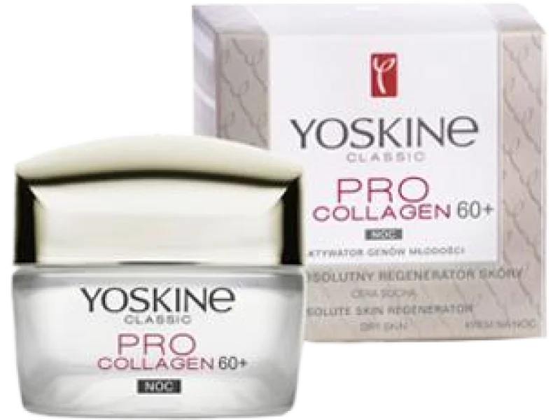 Yoskine Pro collagen 60+ reduktor głębokich zmarszczek na noc cera sucha, krem