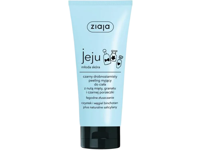 Ziaja Jeju młoda skóra czarny drobnoziarnisty peeling myjący do ciała, żel