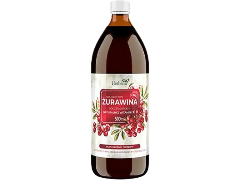 Żurawina, z dodatkiem naturalnej witaminy C, sok