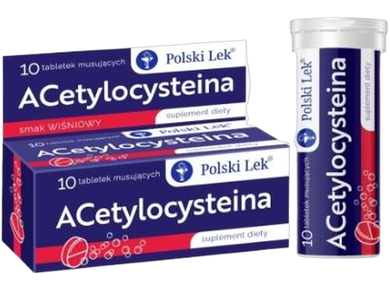 Acetylocysteina, smak wiśniowy, tabletki musujące, 300 mg, 600 mg