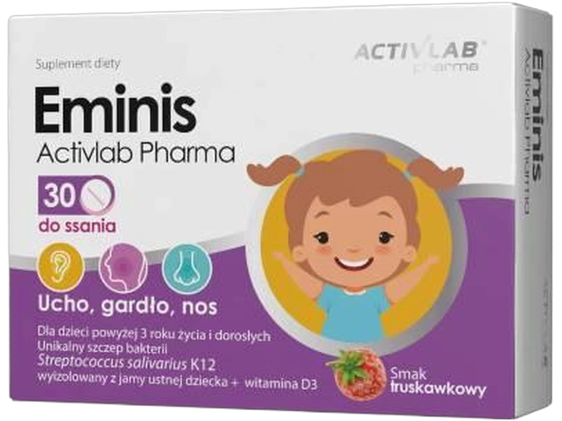 Activlab Pharma Eminis, smak truskawkowy, tabletki do ssania