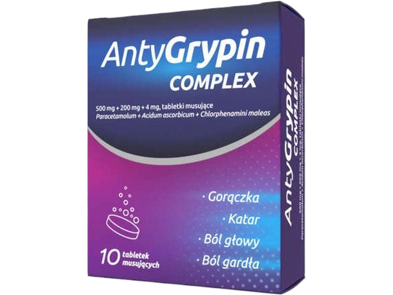 AntyGrypin Complex, tabletki musujące, 500 mg+200 mg+4 mg