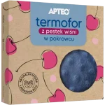 Apteo z pestek wiśni w niebieskim pokrowcu, termofor