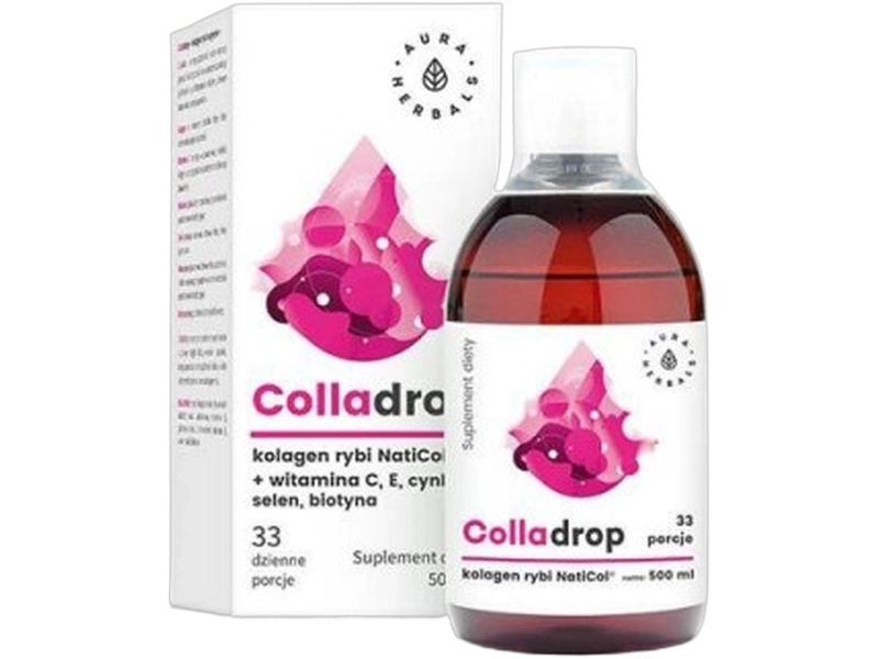 Aura Colladrop – kolagen rybi (600 mg) + witamina C, płyn