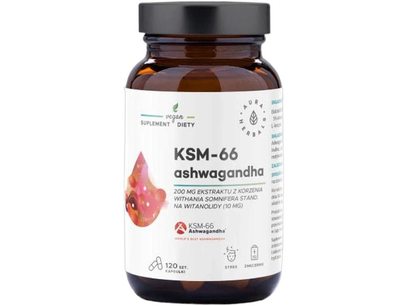 Aura Herbals Ashwagandha KSM-66 korzeń, kapsułki, 200 mg