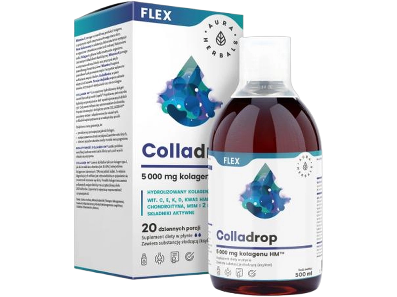 Aura Herbals Colladrop flex kolagen morski, płyn, 5000 mg