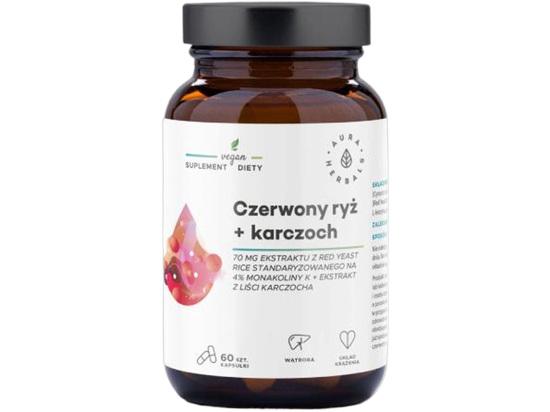 Aura Herbals Czerwony ryż + karczoch ekstrakt, kapsułki, 2,8 mg