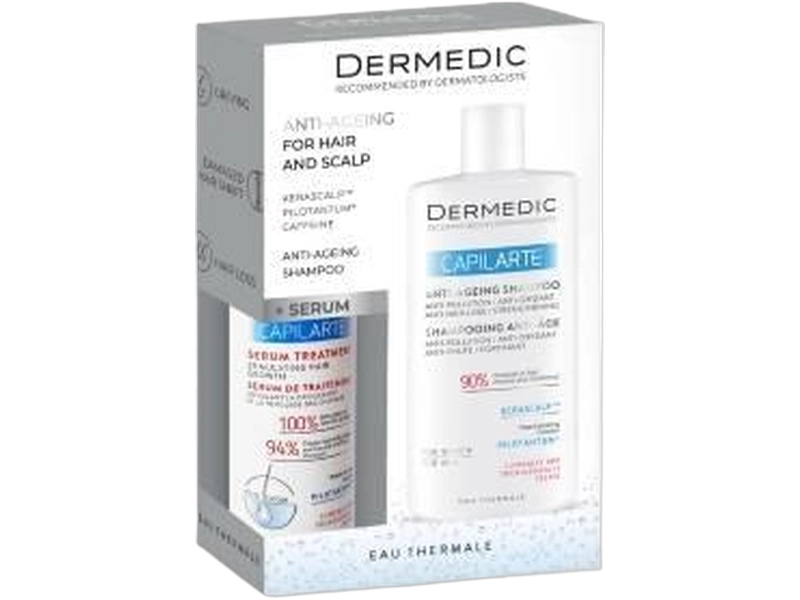 Biogened Dermedic Capilarte serum kuracja stymulująca wzrost włosów dla kobiet i mężczyzn + szampon Anti-Age, serum,szampon
