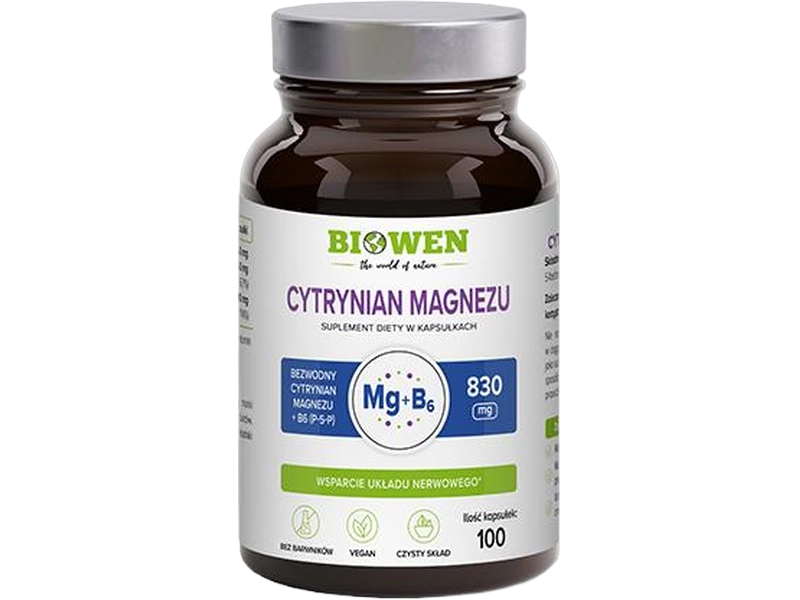 Biowen Cytrynian magnezu z B6 wsparcie kości i mięśni, kapsułki