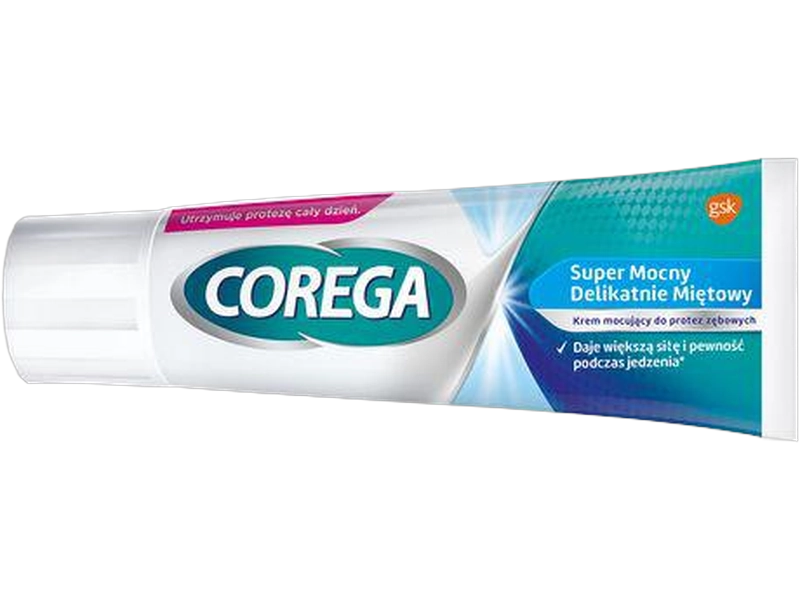 Corega Super Mocny Delikatnie Miętowy, krem do protez