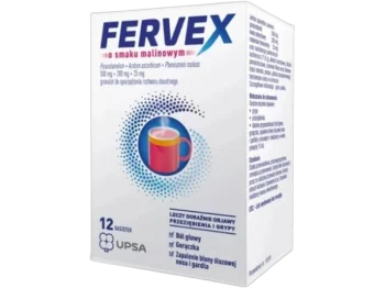 Zdjęcie produktu FERVEX, smak malinowy, granulat, 500 mg + 200 mg + 25 mg