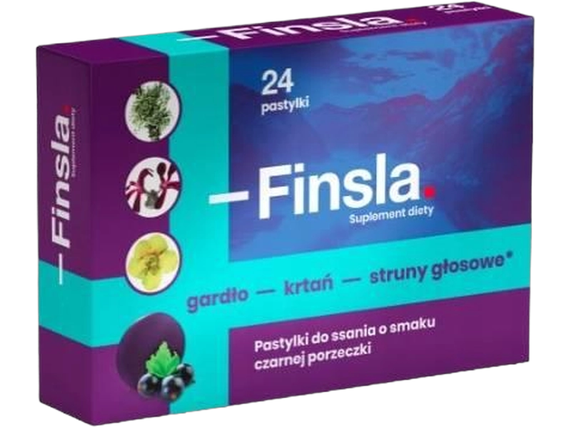 Finsla, smak czarnej porzeczki, pastylki do ssania