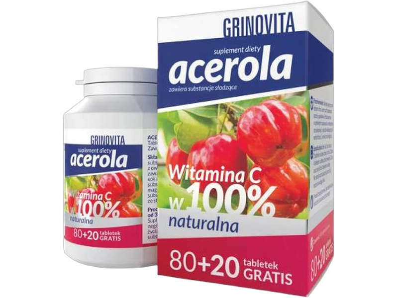 Grinovita Acerola, tabletki do ssania, 120 mg