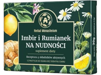 Zdjęcie produktu Imbir i rumianek na nudności, pastylki do ssania