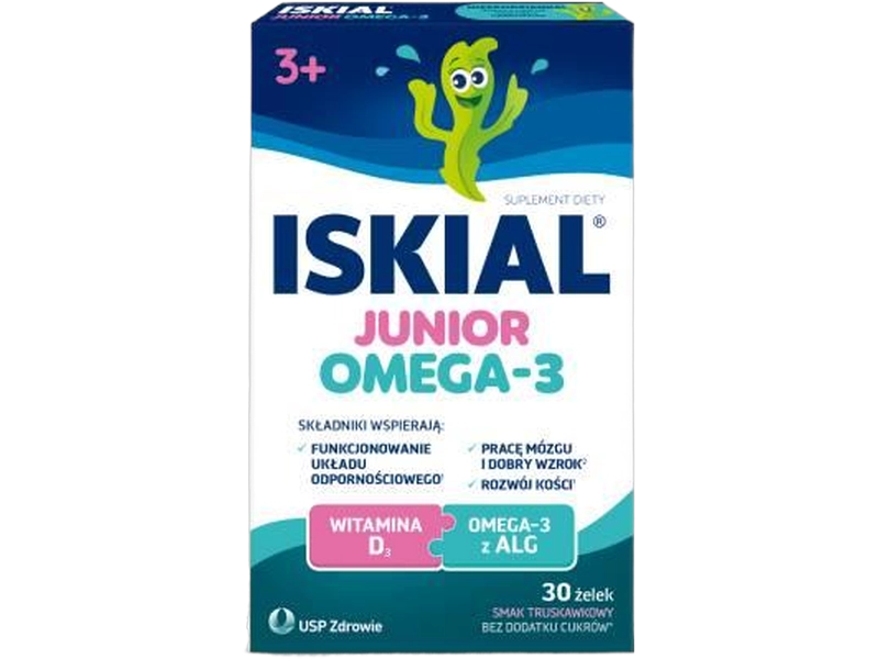 Iskial Junior Omega-3 żelki, smak truskawkowy