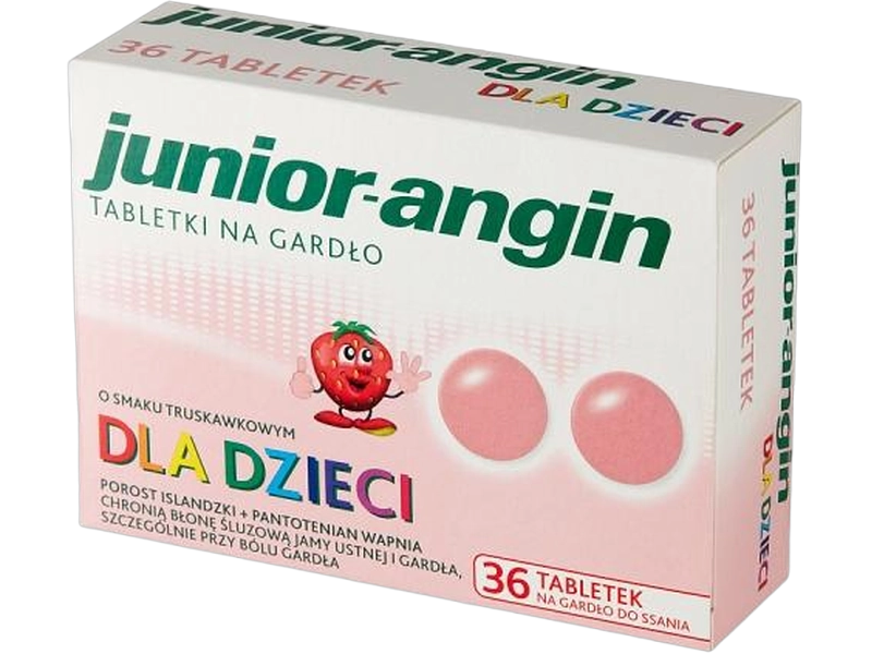 Junior-angin, smak truskawkowy, tabletki do ssania