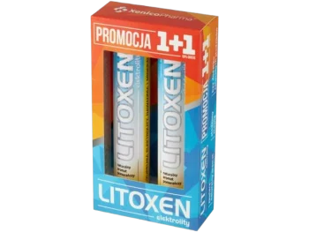 Zdjęcie produktu Litoxen Elektrolity 1+1 słodzone stewią, tabletki musujące