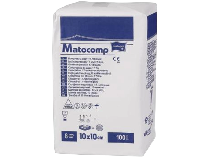 Matopat Kompresy niejałowe z gazy 13N 8W 10 cm x 10 cm