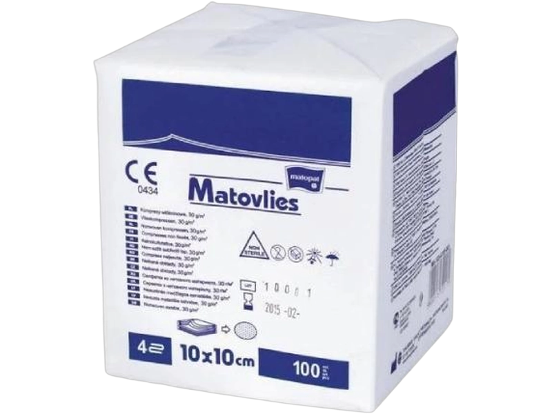 Matopat Kompresy niejałowe z włókniny 30 g 4W 10 cm x 10 cm, 30 g/m²
