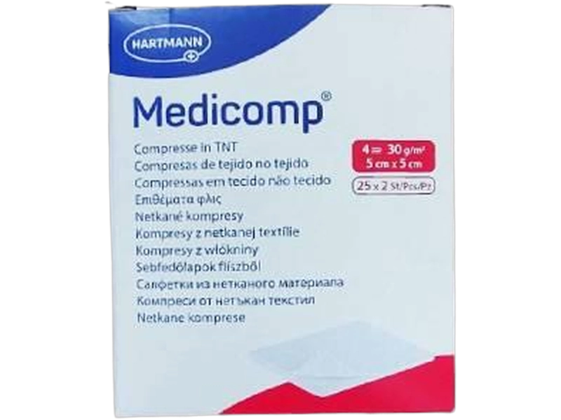 Medicomp Kompresy z włókniny 5 cm x 5 cm