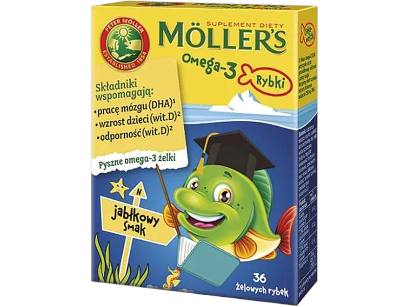 Moller’s Omega-3 rybki, jabłkowe, żelki