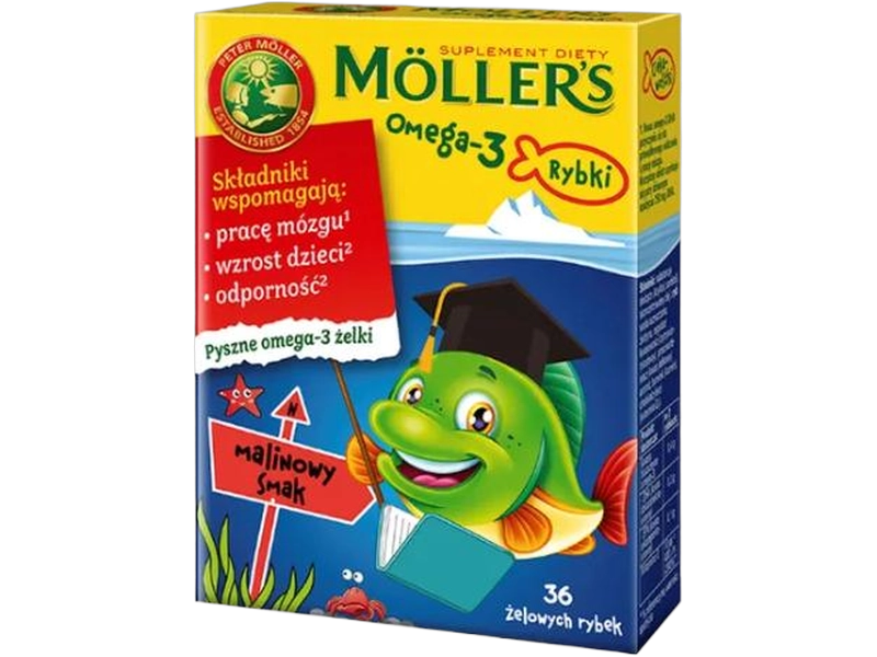 Moller’s Omega-3 rybki, malinowe, żelki