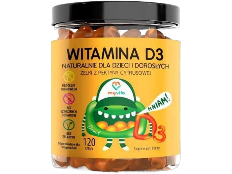 MyVita Żelki naturalne witamina D3, żelki, 25 µg
