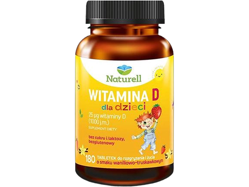 Naturell Witamina D dla dzieci, tabletki do rozgryzania i żucia, 25 µg