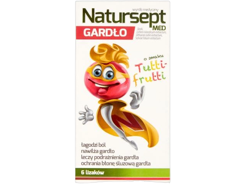 Natursept MED gardło, lizaki o smaku tutti-frutti