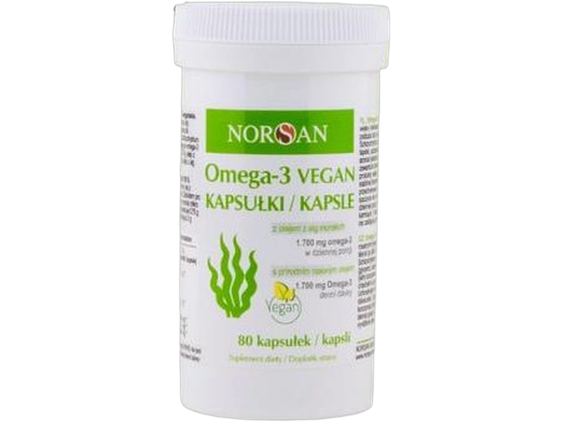 Norsan Omega-3 Vegan olej z alg morskich, kapsułki