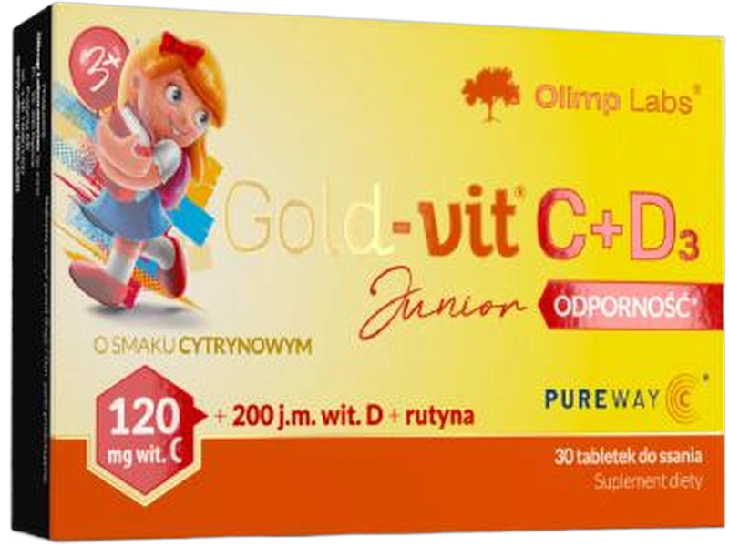 Olimp Gold-Vit C + D3 Junior odporność, tabletki do ssania