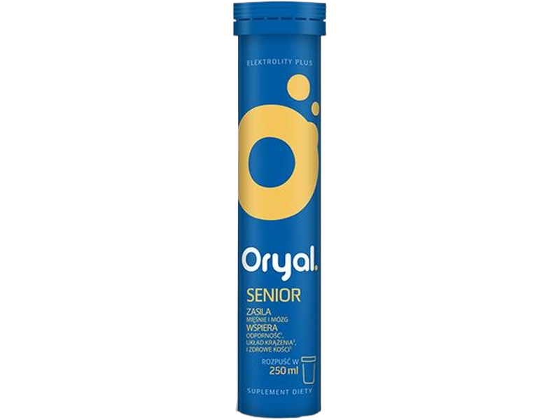 Oryal Senior, smak pomarańczy i bergamotki, tabletki musujące