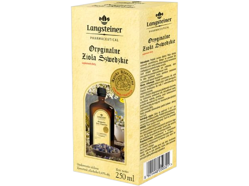 Oryginalne zioła szwedzkie Apteka Klasztorna Langsteiner, płyn