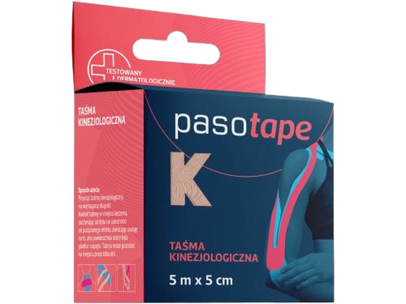 Pasotape 5 cm x 5 m różowa, taśma kinezjologiczna