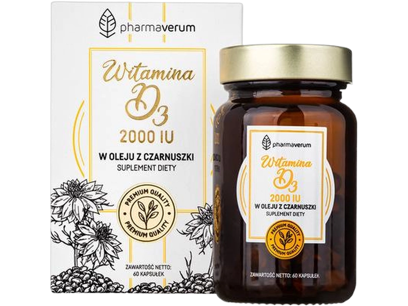 Pharmaverum Witamina D3 w oleju z czarnuszki, kapsułki miękkie, 50 µg