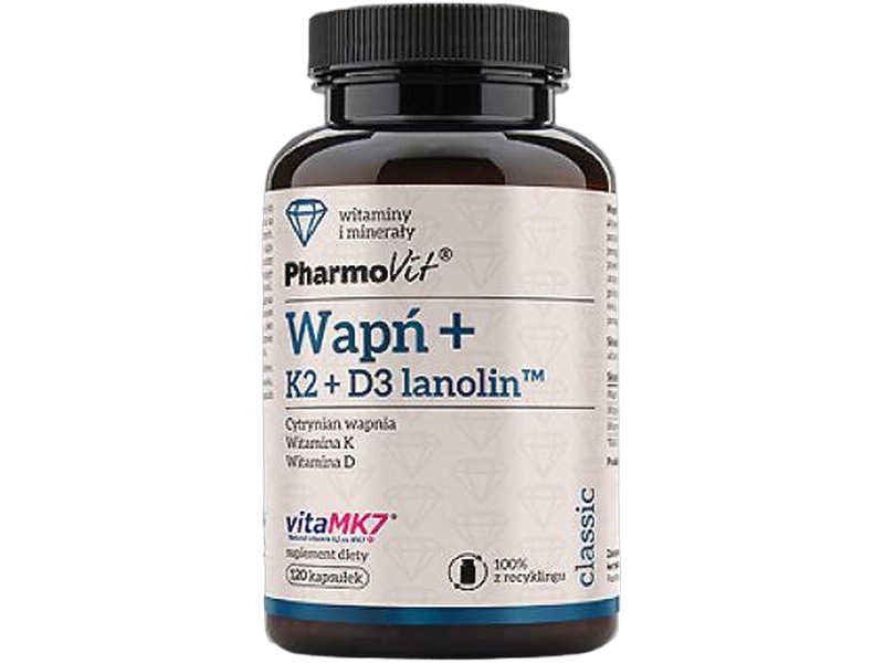 Pharmovit Wapń + K2 + D3 + lanolin, kapsułki